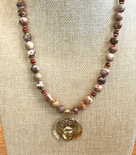 Red Creek Jasper Beaded Necklace with Winged Khper (Scarab)