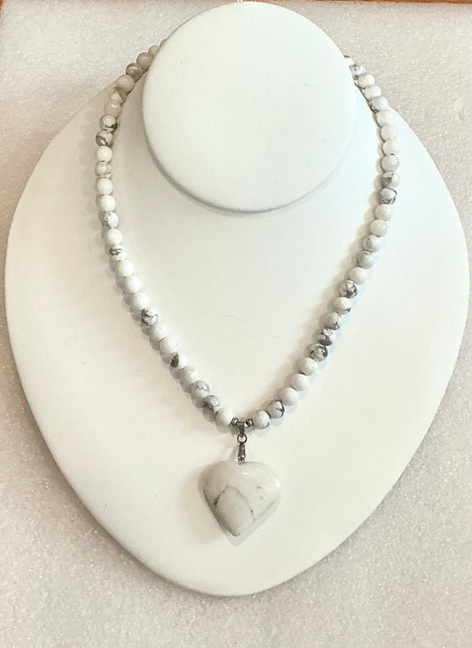 Howlite With Heart Necklace