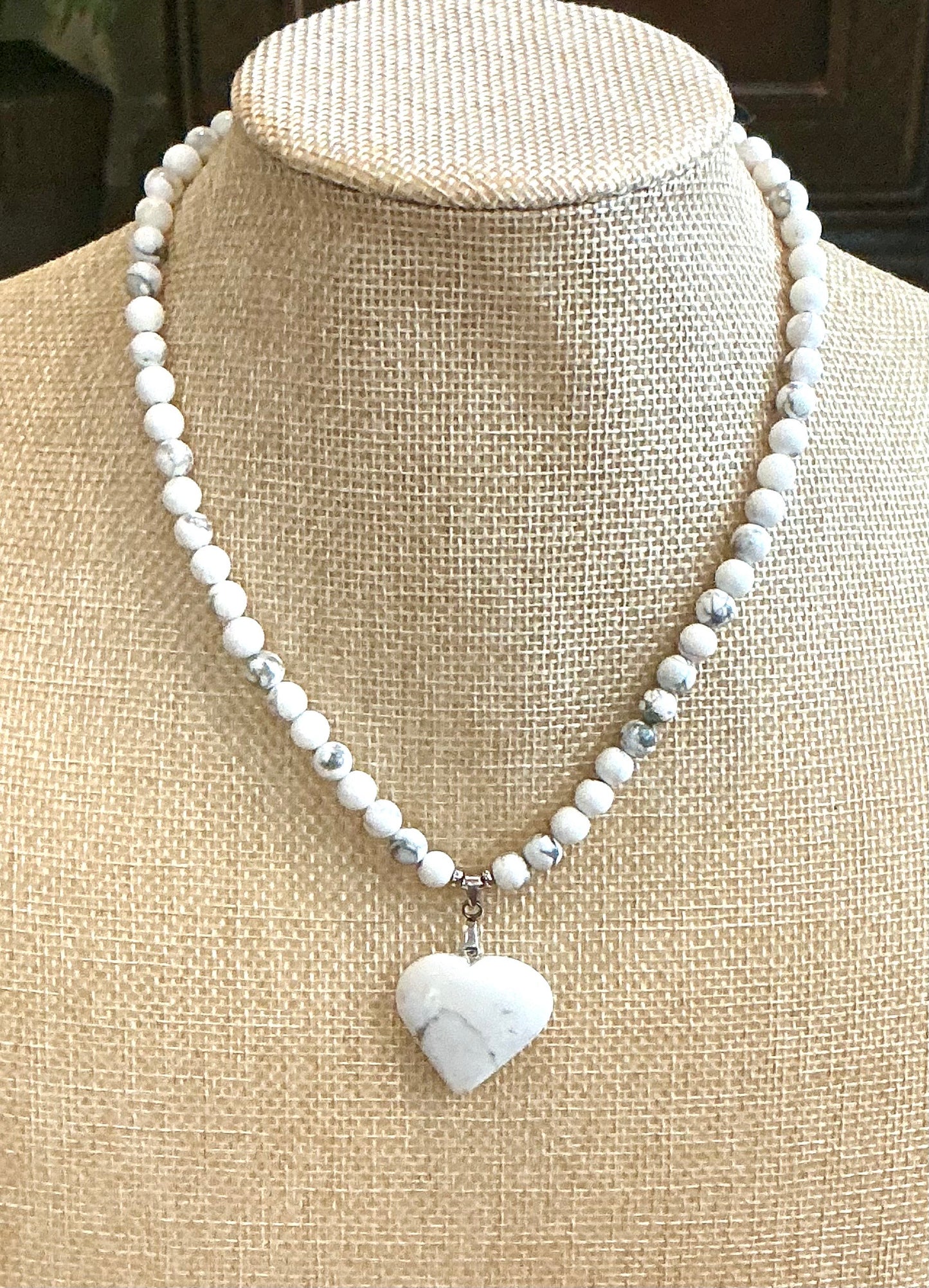Howlite With Heart Necklace