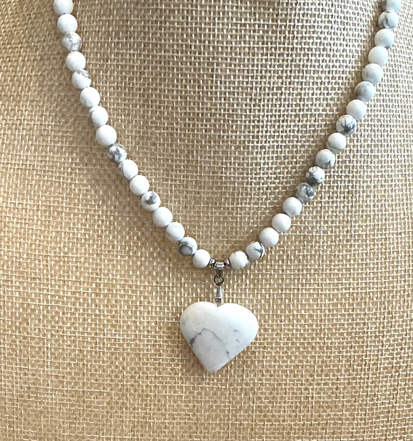 Howlite With Heart Necklace