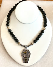 Obsidian With Gold Filled Beads Anpu Necklace Pendant 22"