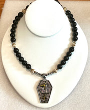 Obsidian With Gold Filled Beads Anpu Necklace Pendant 26"