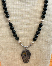 Obsidian With Gold Filled Beads Anpu Necklace Pendant 26"