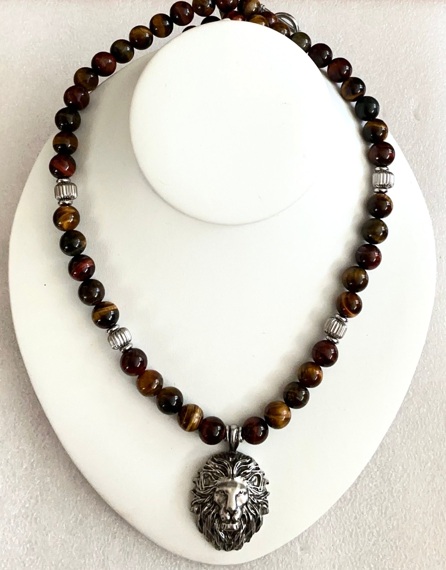 Multi Tiger’s Eye Lion Necklace — Handmade Power & Protection