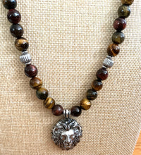 Multi Tiger’s Eye Lion Necklace — Handmade Power & Protection