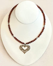 Hessonite Garnet Necklace with Heart Pendant