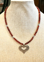 Hessonite Garnet Necklace with Heart Pendant