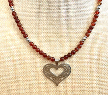 Hessonite Garnet Necklace with Heart Pendant