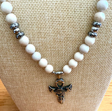 Handmade Fossil Jasper Necklace with Ankh Pendant