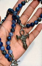 Sodalite Ankh Necklace with Eye of Ra Pendant