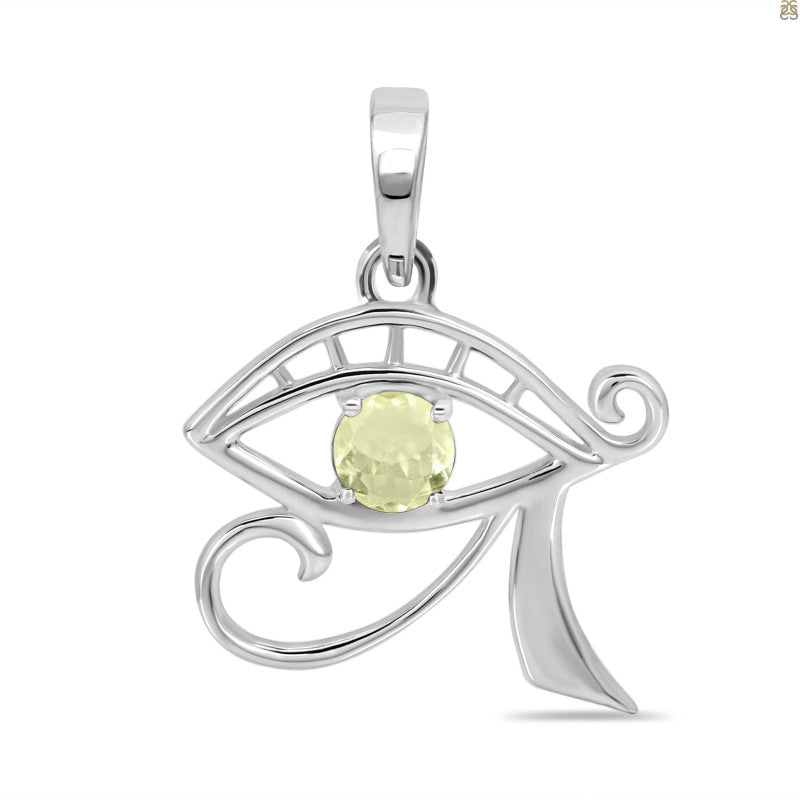 Libyan Desert Glass Sterling Silver Eye of Heru (Horus) Pendant