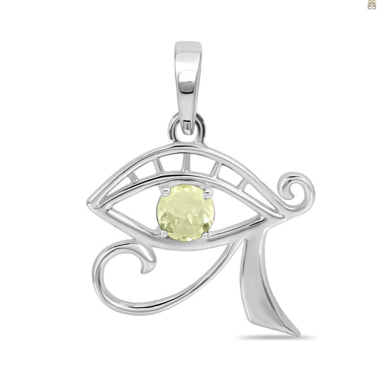 Libyan Desert Glass Sterling Silver Eye of Heru (Horus) Pendant