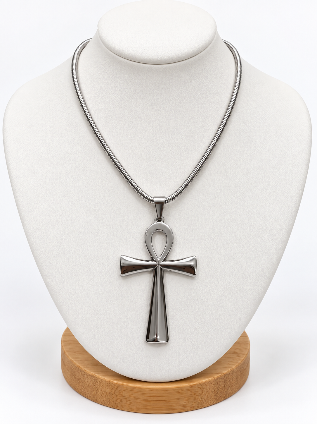 Large Stainless Steel Ankh Necklace | 20" Chain