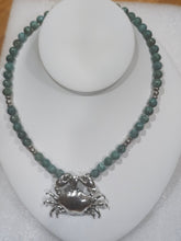Chrysocolla Beaded Necklace with Cancer Crab Pendant