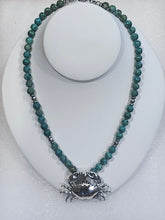 Chrysocolla Beaded Necklace with Cancer Crab Pendant
