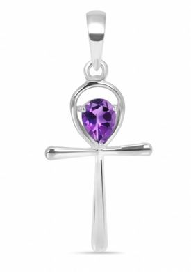 Amethyst Sterling Silver Ankh Pendant