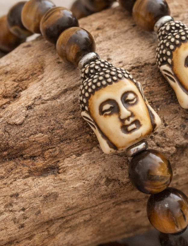 Tiger’s Eye Bracelet with Double sided Carved Buddha
