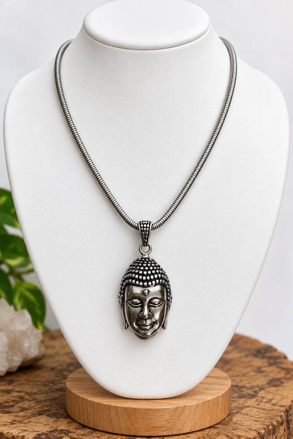 Stainless Steel Buddha Necklace | 20" Chain