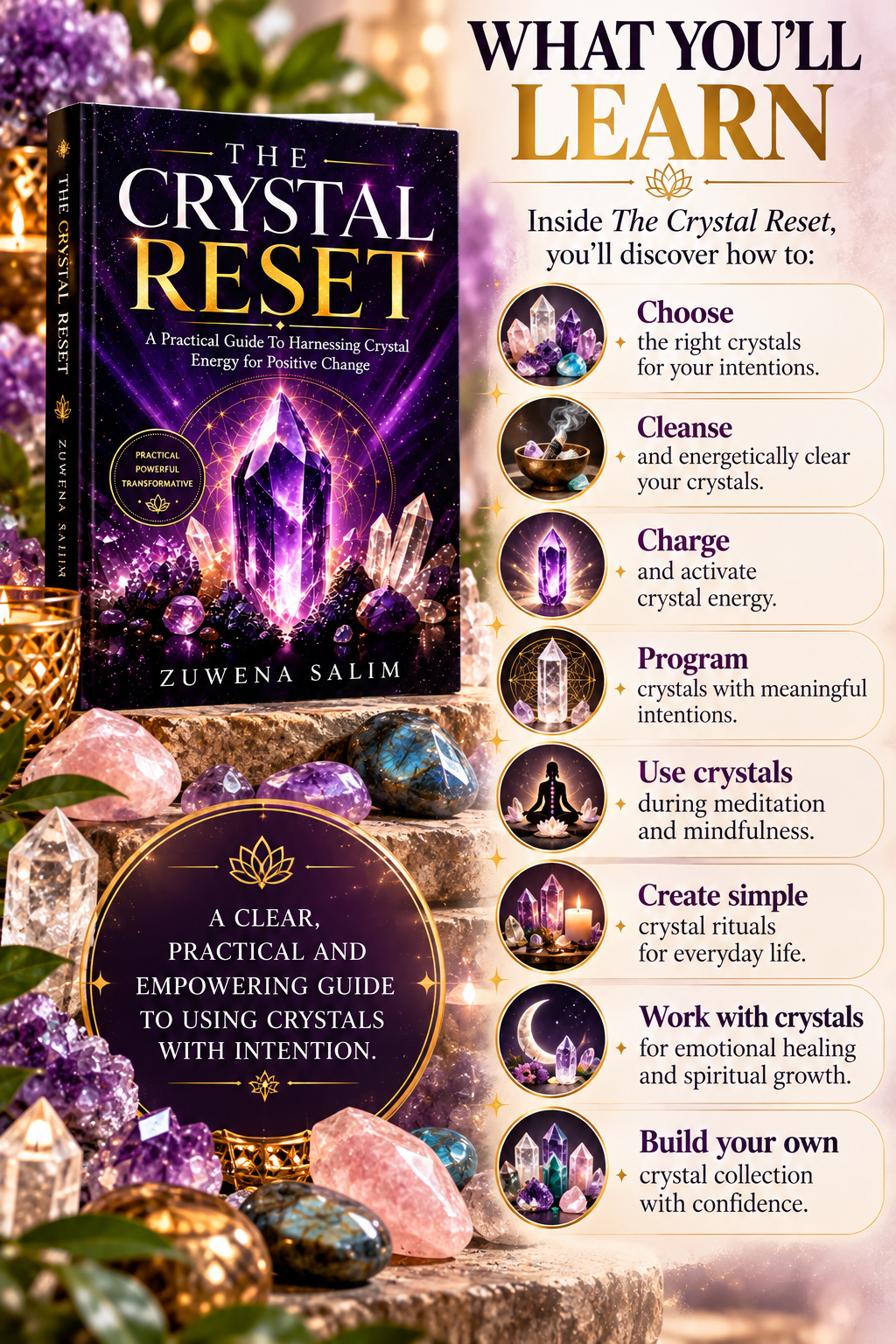 What You'll learn in The Crystal Reset Crystal Healing crystal book