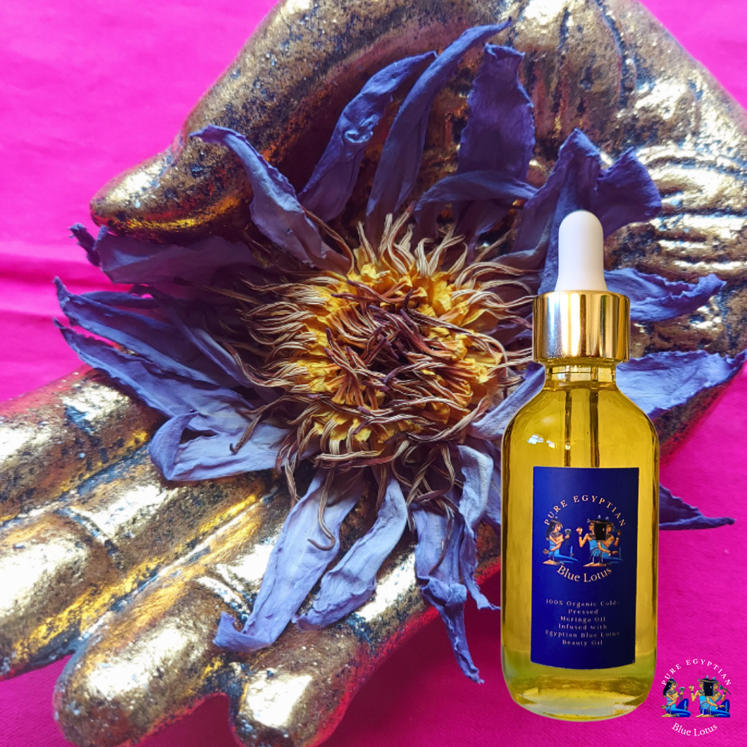 Organic Cold Pressed Moringa Seed Oil Infused With Egyptian Blue Lotus 60ml