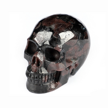 3.5" Hand Carved Russian Arfvedsonite with Garnet Skull