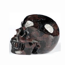 3.5" Hand Carved Russian Arfvedsonite with Garnet Skull