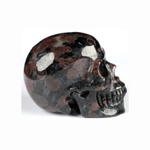 3.5" Hand Carved Russian Arfvedsonite with Garnet Skull
