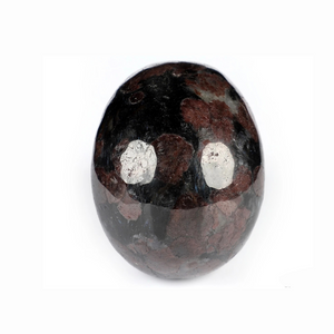 3.5" Hand Carved Russian Arfvedsonite with Garnet Skull