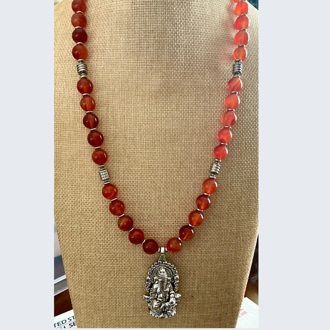 Carnelain Ganesh Necklace – Handmade Sacred Jewelry