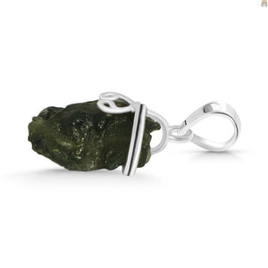 Rough Moldavite Sterling Silver Pendant