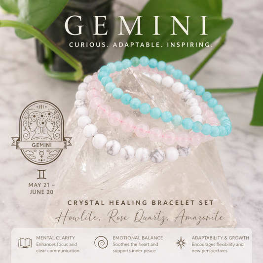 Gemini Zodiac Crystal Bracelet Set | Best Crystals for Communication, Balance & Creativity