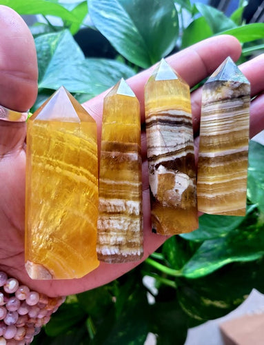 Yellow Banded Fluorite Obelisk Tower