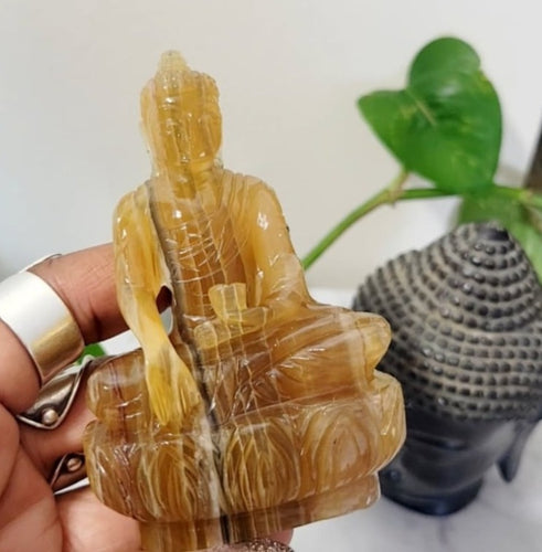 Yellow Fluorite Buddha Statue