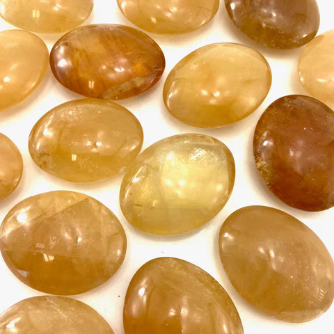 Honey Calcite Palm Stone