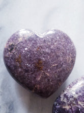 Lilac Lepidolite Crystal Heart & Palm Stone Set