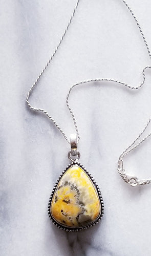 Bumble Bee Jasper Necklace with Sterling Silver Chain