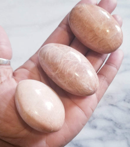 Peach Moonstone Palm Stone