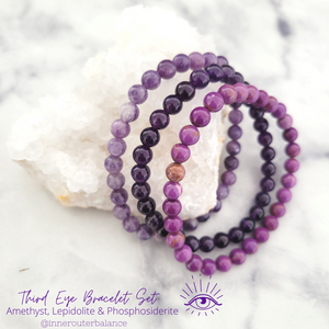 Third Eye Chakra Crystal Bracelet Set