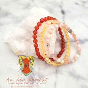 Aries Zodiac Crystal Bracelet Set