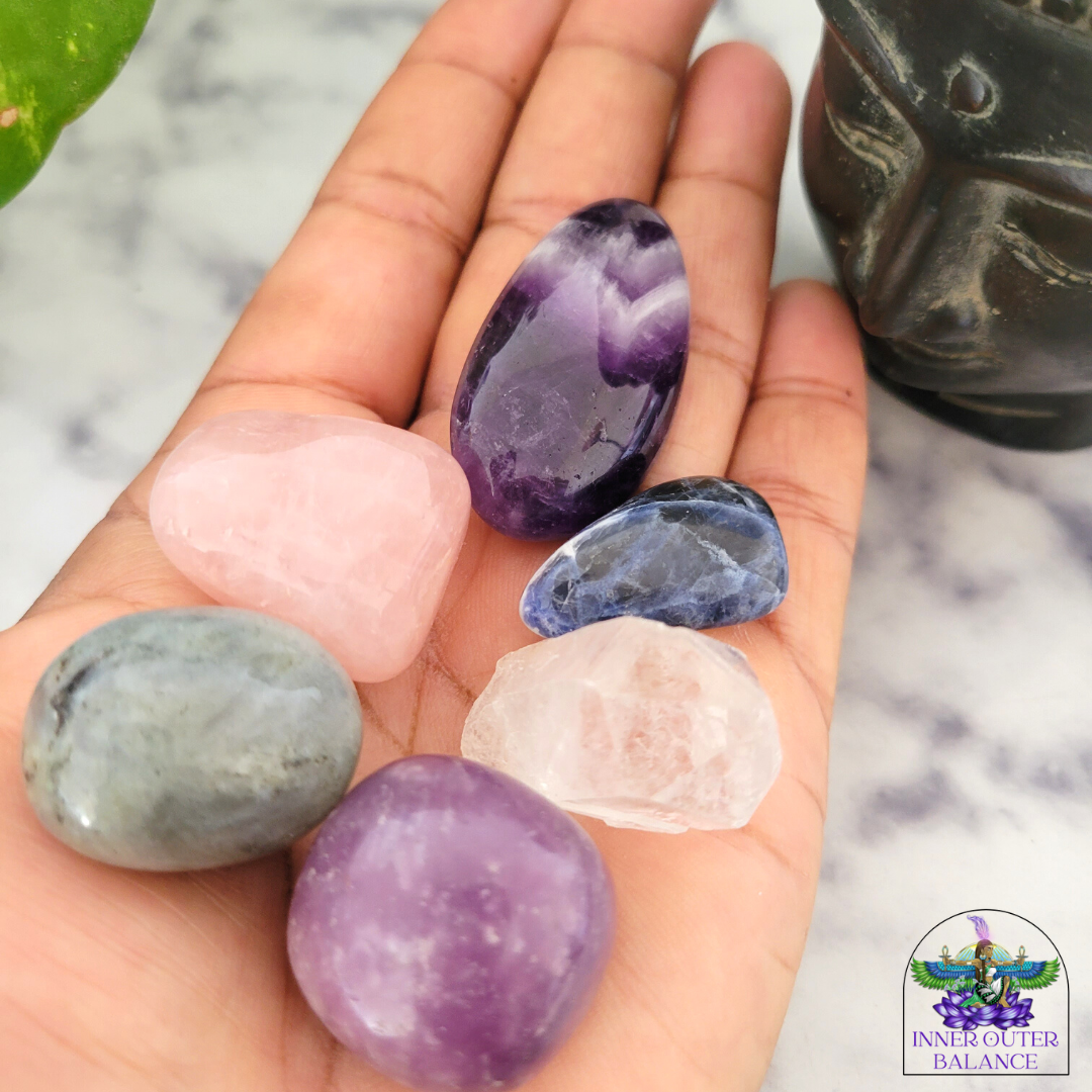 Sacred Sleep Crystal Set | 6 Tumbled Crystals for Dream Work, Relaxation & Restful Sleep