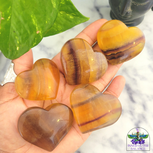 Yellow Fluorite Puffy Heart