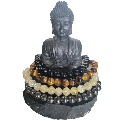 Empowered Protection Bracelet Set – Black Tourmaline, Hematite, Tiger’s Eye & Citrine for Strength, Grounding & Abundance