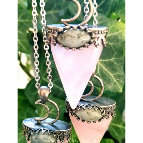 Rose Quartz Moon Pendant Necklace