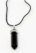 Shungite Pendant with Faux Leather Cord Necklace