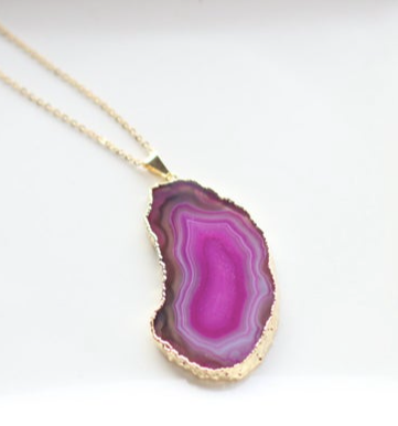 Copy of Gold Plated Pink Agate Pendant Necklace