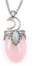 Rose Quartz Magic Moon Crystal Pendant Necklace