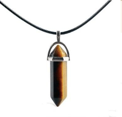 Tiger's Eye Pendant with Faux Leather Cord Necklace