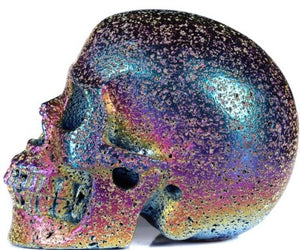 Carved 5" Titanium Aura Lava Stone Crystal Skull